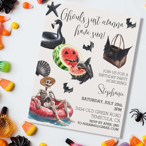 Ghouls Wanna Have Sun Summerween Party Invitation