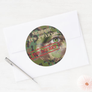 GI Camouflage Military Birthday Celebration Party Classic Round Sticker