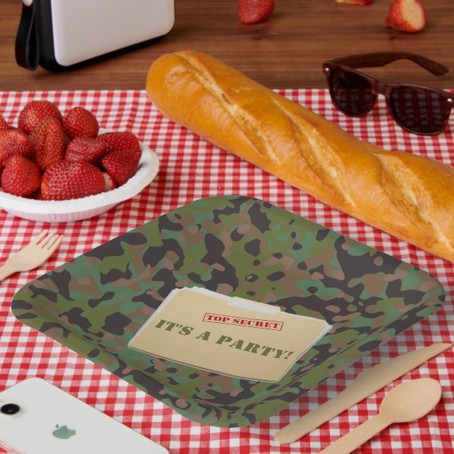 GI Camouflage Top Secret Soldier Party Plates (Picnic)