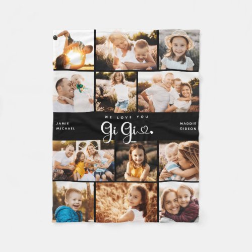 Gi Gi We Love you Hearts Modern Photo Collage Fleece Blanket