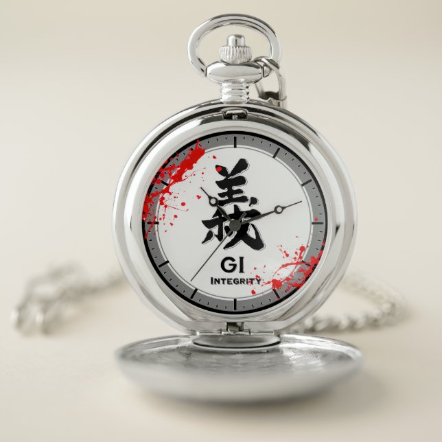 GI integrity bushido virtue samurai kanji blood Pocket Watch (Inside)