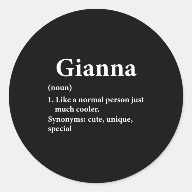 Gi Name Definition Funny D  Classic Round Sticker (Front)