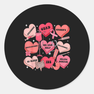 Gi Nurse Valentine Hearts Candy Gastroenterology E Classic Round Sticker