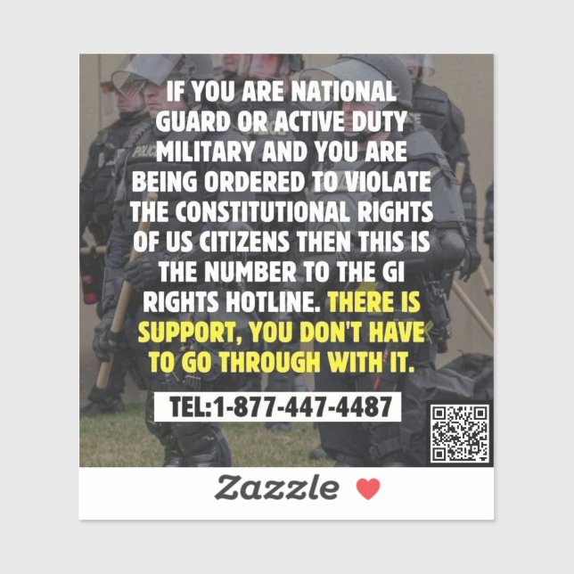 GI Rights Hotline Sticker (Sheet)