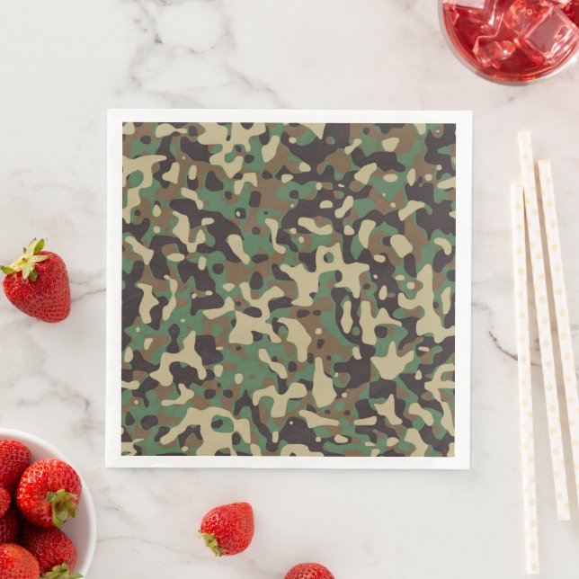 GI Soldier Camouflage Military Celebration Party Paper Dinner Napkins (Insitu)