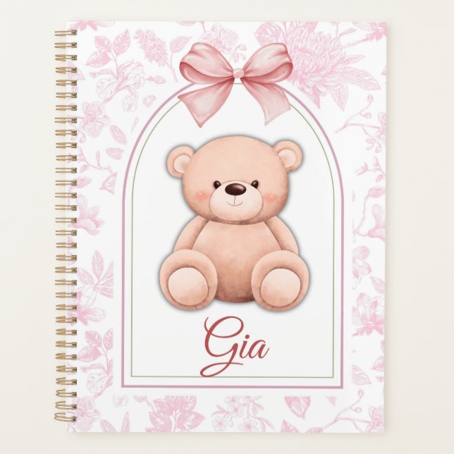 Gia | Custom Pink Teddy Bear Nursery Design  Planner (Front)
