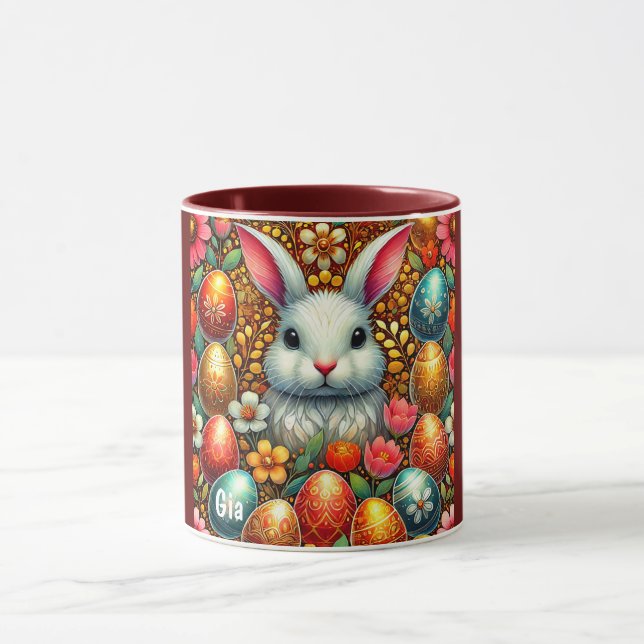 GIA ~ EASTER BUNNY Eggs Flowers ~ Mug (Center)