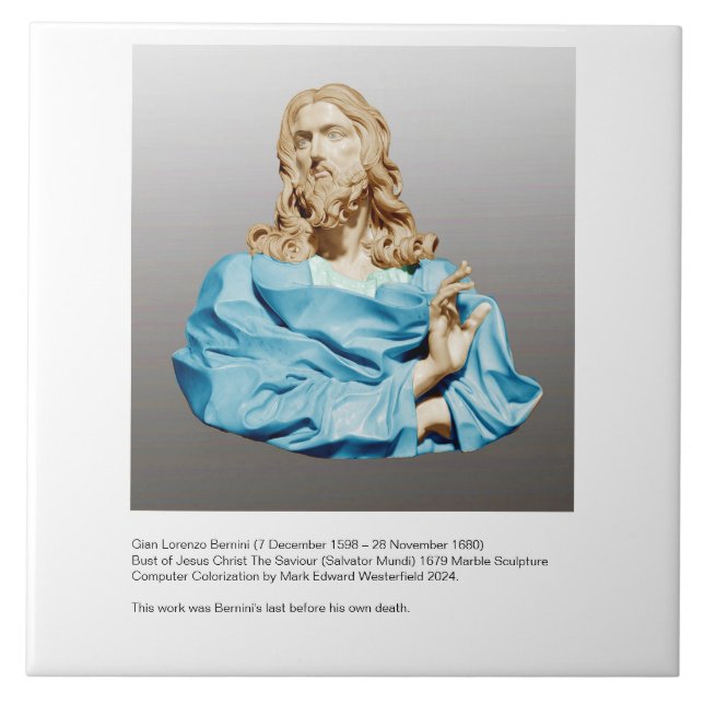 Gian Lorenzo Bernini Bust of Christ 1679  Ceramic Tile (Front)