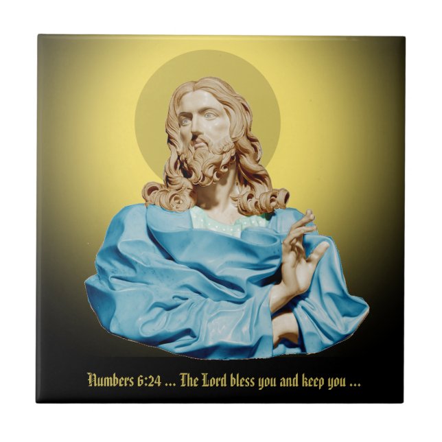 Gian Lorenzo Bernini Bust of Christ 1679 Ceramic Tile (Front)