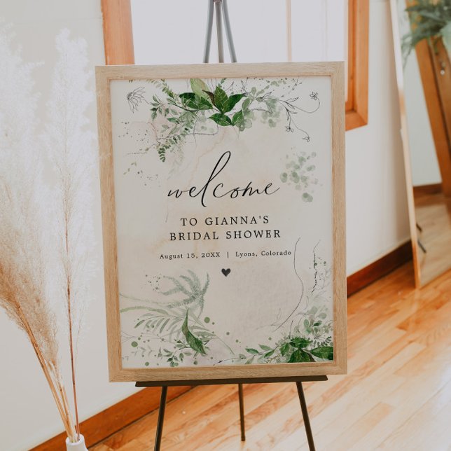 GIANNA Etherial Greenery Bridal Shower Welcome Poster (Creator Uploaded)
