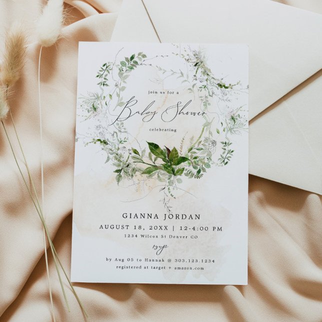 GIANNA Etherial Greenery Garden Baby Shower Invitation (Creator Uploaded)