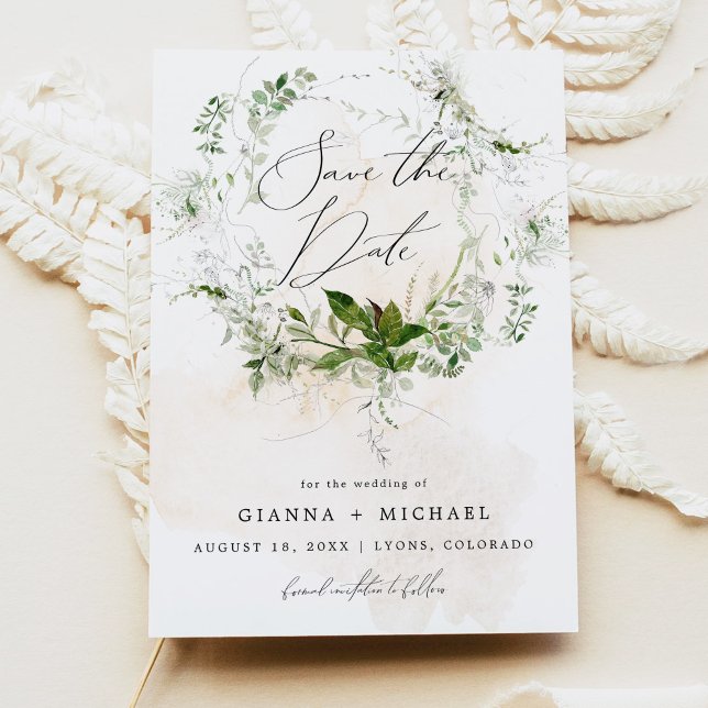 GIANNA Etherial Greenery Garden Save the Date Invitation (Creator Uploaded)