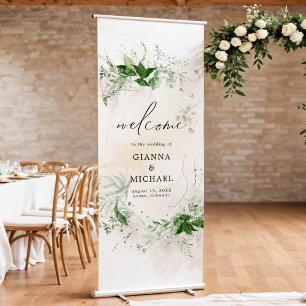 GIANNA Etherial Vintage Greenery Wedding Welcome Retractable Banner