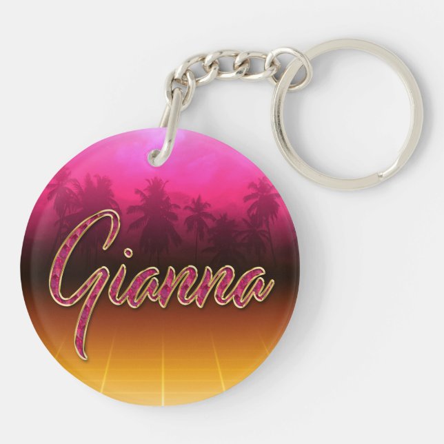 Gianna First Name Golden pink keychain (Back)