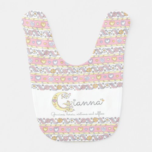 Gianna name and meaning hearts pattern baby bib