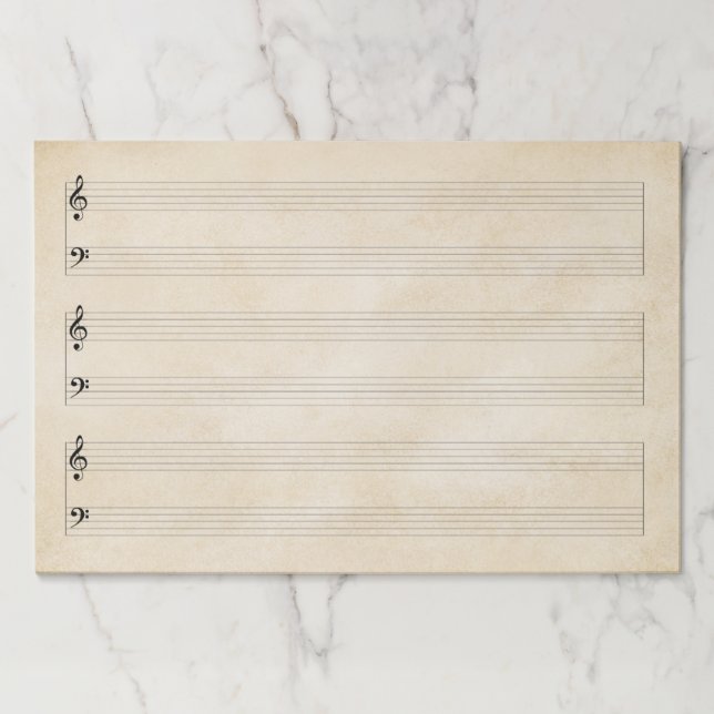 Giant 12"x18" Large Print Piano Antique Manuscript Paper Pad (Front)