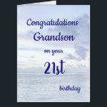 Giant 21st Birthday Grandson Card<br><div class="desc">Giant seascape 21st Birthday Grandson Greetings Card.</div>