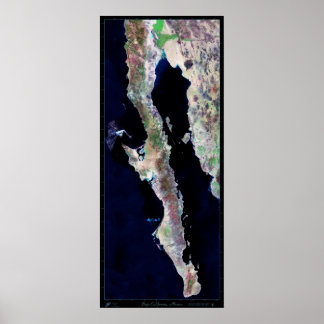 Giant 29"x68.5 Baja California satellite poster