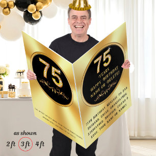 GIANT 2, 3 or 4 feet, 75th Birthday Cards for Him,