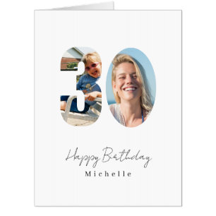 GIANT 30th Birthday Custom Photo Greeting Card
