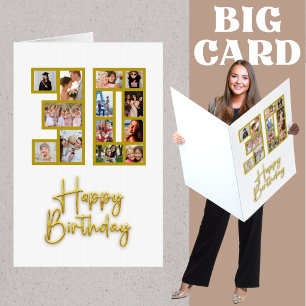 GIANT 30th Birthday Photo Collage Gold Card