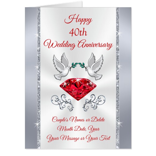 Giant 40th Anniversary Cards, 2, 3, 4 feet Tall Card (Front)