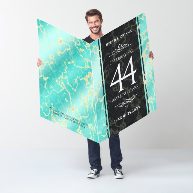 Giant 44th Turquoise Wedding Anniversary Card (In Situ)