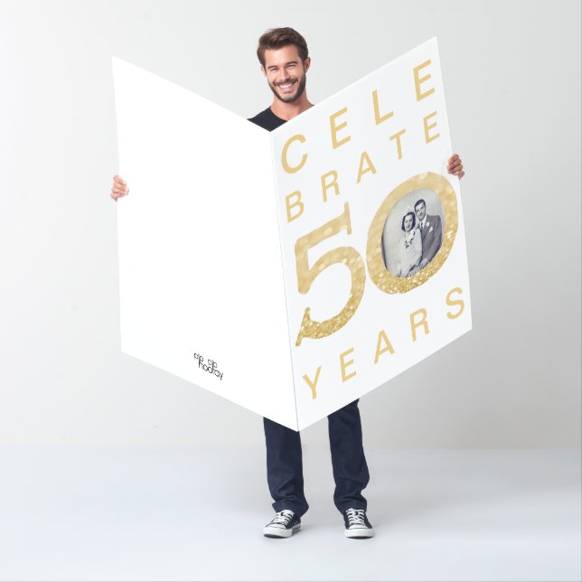 Giant 50th Gold Wedding Anniversary Custom Printed Card (In Situ)