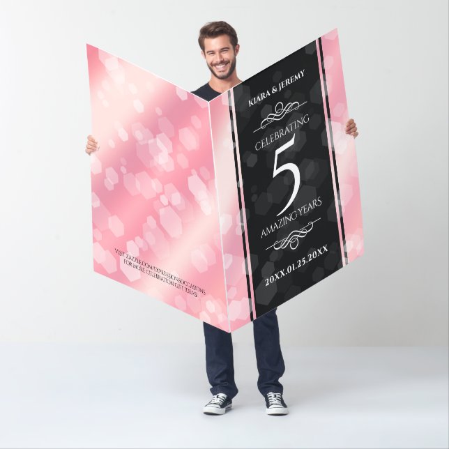 Giant 5th Rose Quartz Wedding Anniversary Card (In Situ)