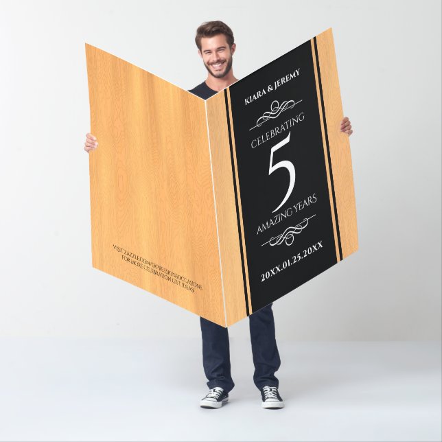Giant 5th Wood Wedding Anniversary Celebration Card (In Situ)