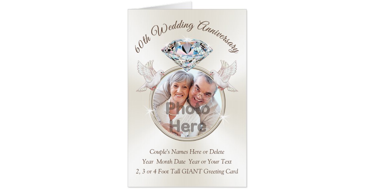 Giant 60th Wedding Anniversary Cards 2 3 4 Feet Card Zazzle Com