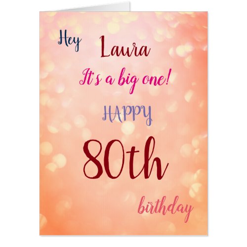 Giant 80th Birthday sparkle design Card