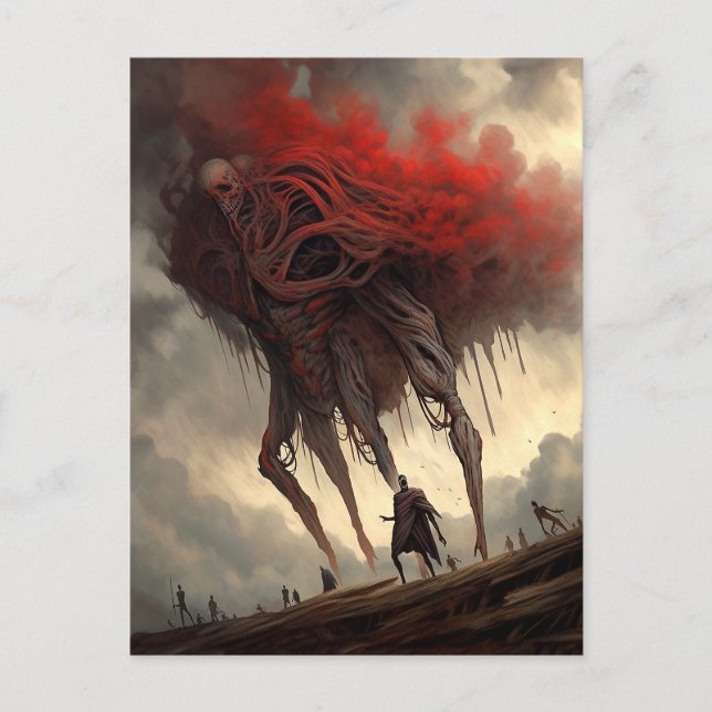 Giant Alien Walking Science Fiction Horror Art Postcard (Front)