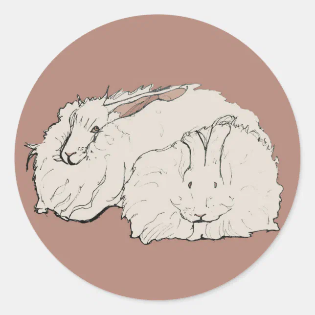 Giant Angora Rabbits Classic Round Sticker | Zazzle