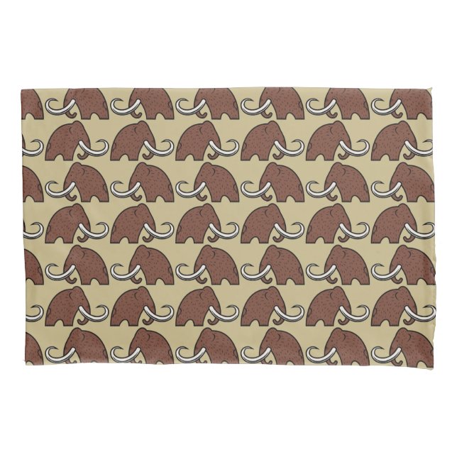 Giant Animals: Cartoon of Extinct Mammoths Pillow Case (Front)