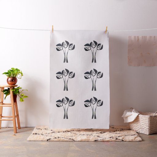 Giant Art Deco Style Tulips Black White Fabric