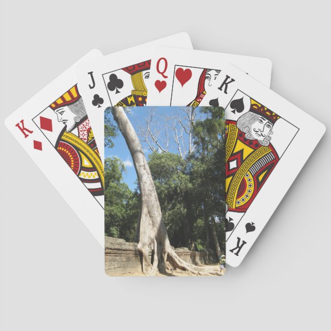 Giant Banyan Tree ... Ta Prohm Temple, Cambodia Poker Cards (Back)