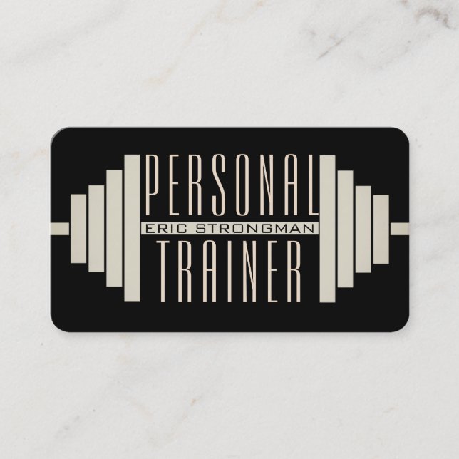 Giant barbell black business card (Front)