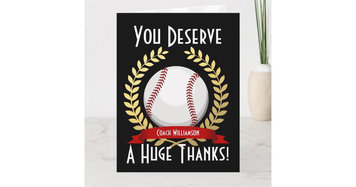 Giant Baseball Coach Thank You Black | Zazzle