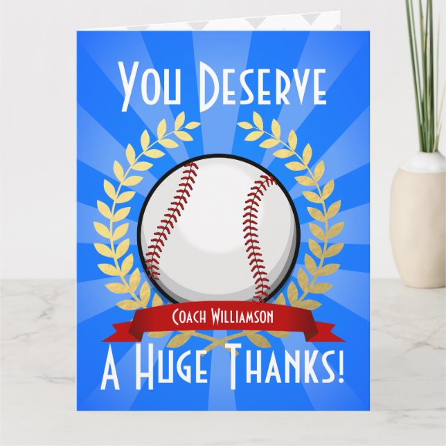 Giant Baseball Coach Thank You Card (Front)