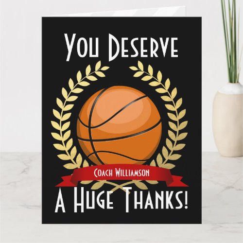 Giant Basketball Coach Thank You Black