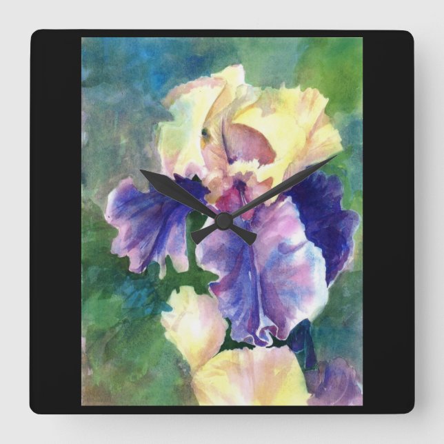 Giant Bearded Iris Square Wall Clock (Front)