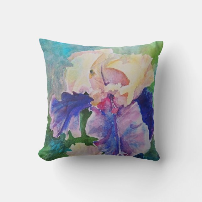 Giant Bearded Iris Throw Pillow (Front)