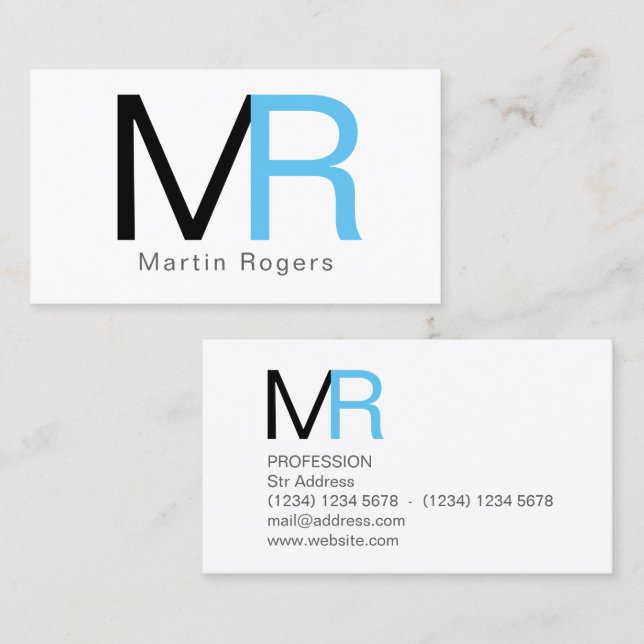 Giant big initials letters cover business card (Front/Back)