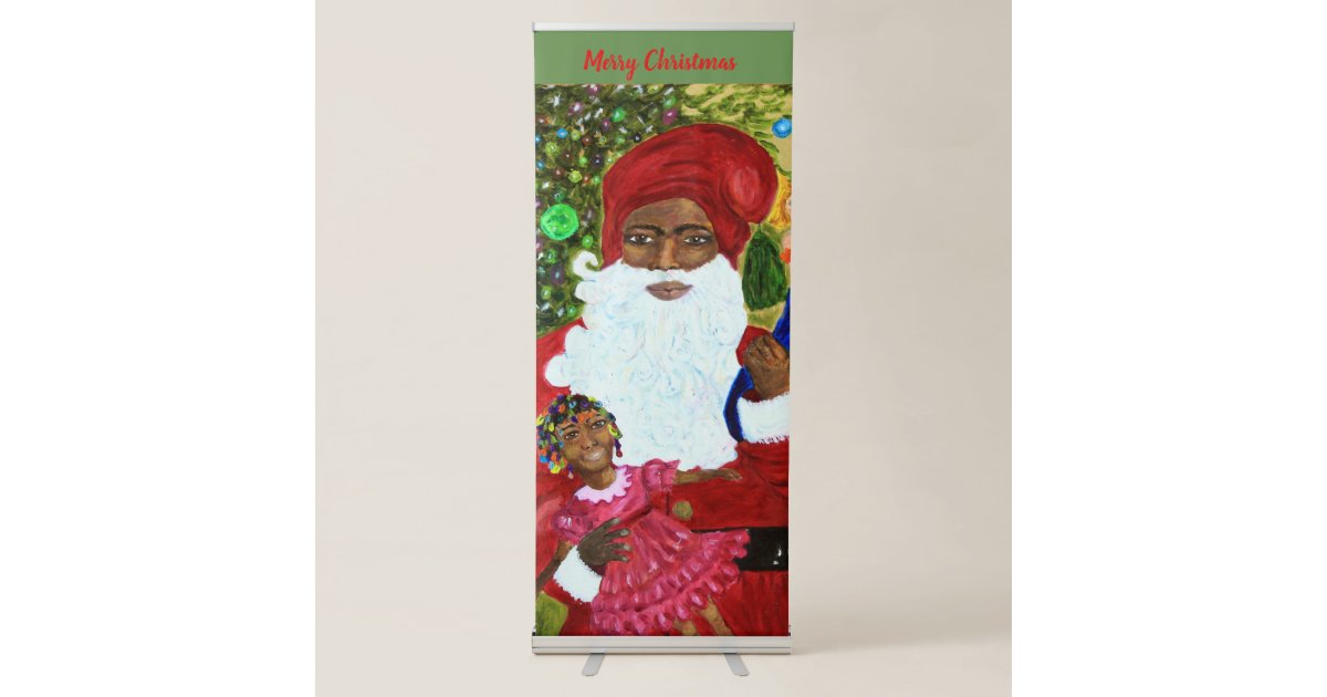 Giant Black Santa Banner With Stand Party Plans Zazzle Com