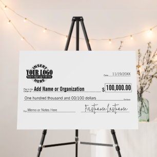 Giant Blank Check for Sweepstakes, Awards, Charity Foam Board
