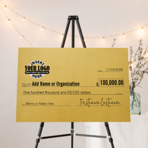 Giant Blank Check for Sweepstakes, Awards, Charity Foam Board