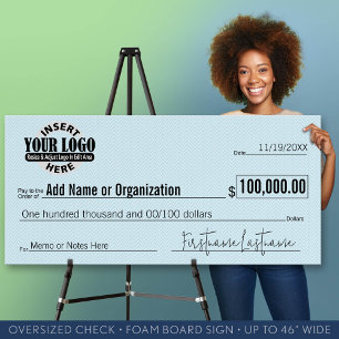 Giant Blank Check for Sweepstakes, Awards, Charity Foam Board
