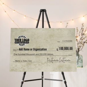 Giant Blank Check for Sweepstakes, Awards, Charity Foam Board