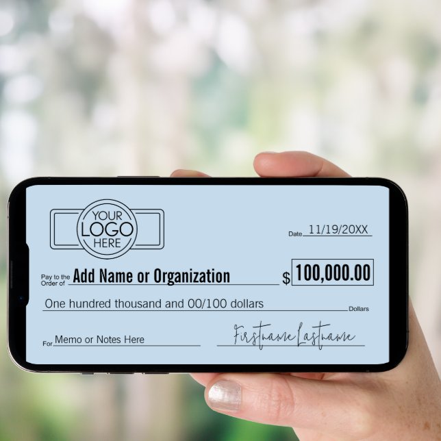 Giant Blank Check for Sweepstakes, Awards, Charity Poster (Front Digital)